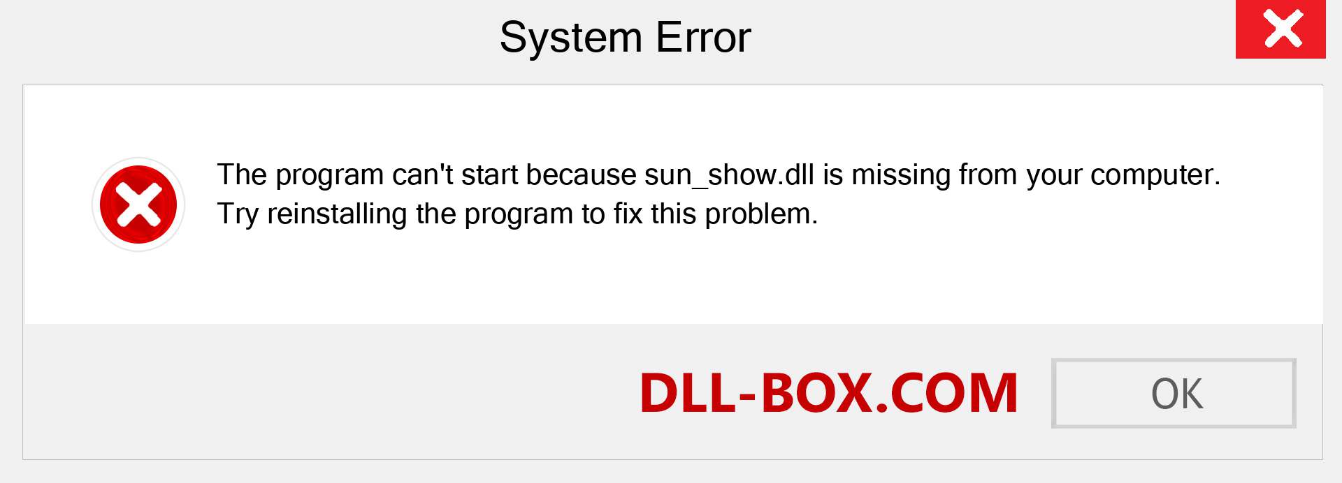  sun_show.dll file is missing?. Download for Windows 7, 8, 10 - Fix  sun_show dll Missing Error on Windows, photos, images